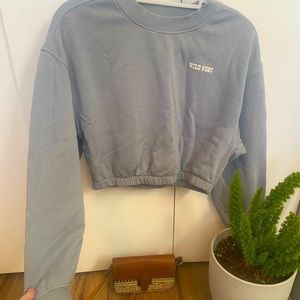 Divided blue crop top sweater